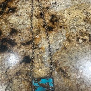 Turquoise and Silver Pendant Necklace